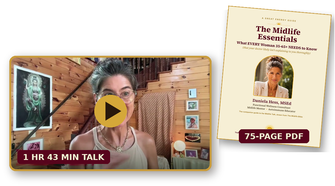 The 1 hour 43 minute talk and The Midlife Essentials, a 75-page PDF guide